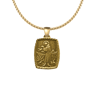 Vintage Yellow Bronze St. Francis and the Birds Medal