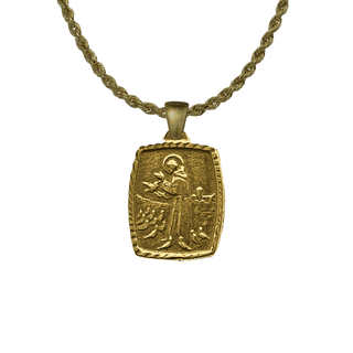 Vintage Yellow Bronze St. Francis and the Birds Medal