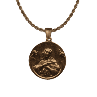 Vintage Bronze Radiant Madonna with Angels Medal