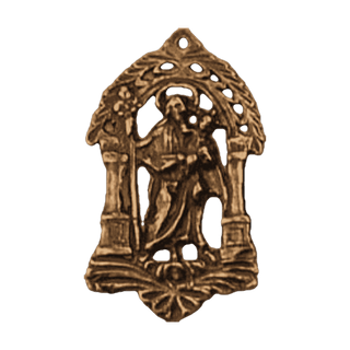 Vintage Bronze St. Joseph Medallion Under an Arch