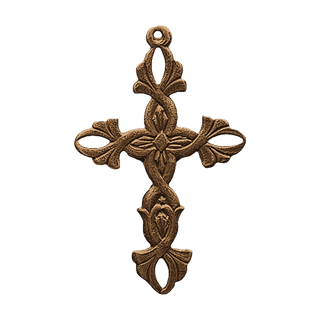 Vintage Bronze Two-Sided Vine Crucifix — reverse