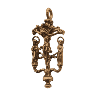Vintage Bronze Lord of Miracles Crucifix Pendant