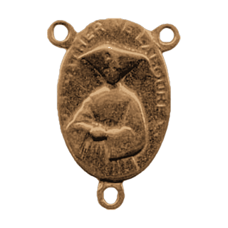 Vintage Bronze Miraculous Medal Rosary Center — reverse