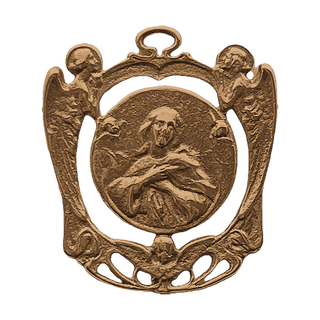 Vintage Bronze Mary with Angels Openwork Medal