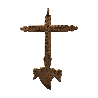 Vintage Bronze Yalalag Cross with Winged Heart