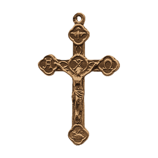 Vintage Bronze Alpha and Omega Crucifix