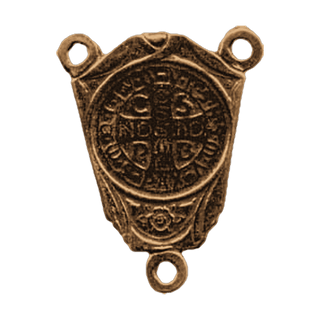 Vintage Bronze St. Benedict Rosary Center — reverse