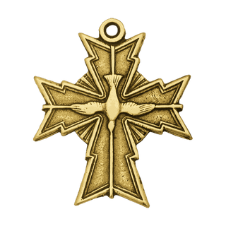 Vintage Yellow Bronze Oh Holy Ghost Protect Me Cross