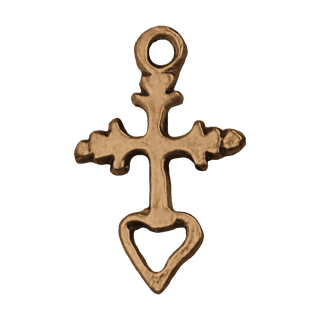 Vintage Bronze Small Mexican Cross with Open Heart