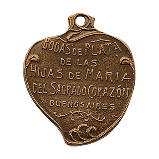 Vintage Bronze Twin Hearts Silver Jubilee Medal, 1881-1906 — reverse