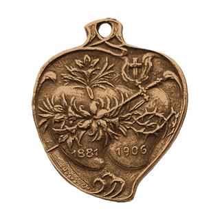 Vintage Bronze Twin Hearts Silver Jubilee Medal, 1881-1906