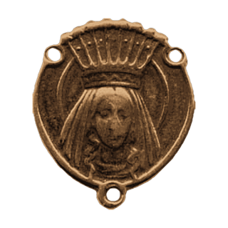 Vintage Bronze Our Lady of Lourdes Rosary Center — reverse