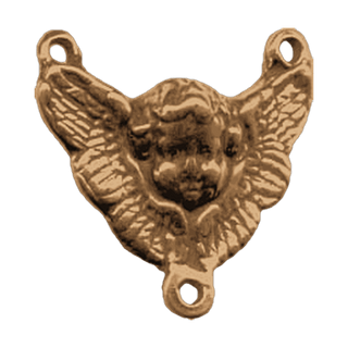 Vintage Bronze Winged Cherub Rosary Center