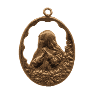Vintage Bronze Openwork Medal, Veiled Figure at Prayer
