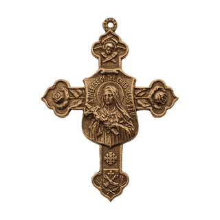 Vintage Bronze St. Therese of the Child Jesus Cross