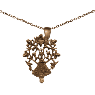 Vintage Bronze Openwork Our Lady with Angels Medal