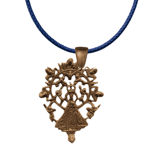 Vintage Bronze Openwork Our Lady with Angels Medal