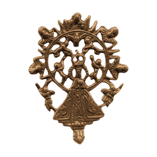 Vintage Bronze Openwork Our Lady with Angels Medal