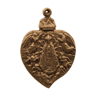 Vintage Bronze Our Lady of Lujan Heart Medal, 1899