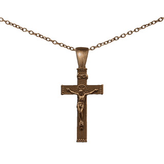 Vintage Bronze Tailored Crucifix with Sunburst Halo