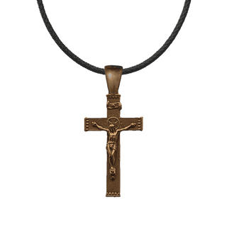 Vintage Bronze Tailored Crucifix with Sunburst Halo