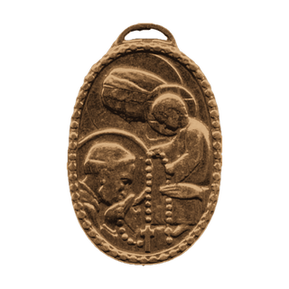 Vintage Bronze Our Lady Giving the Rosary Medal