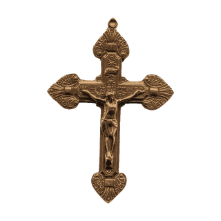 Vintage Bronze Scrolled Latin American Crucifix