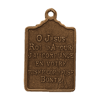 Vintage Bronze Child Jesus, King of Love Medal — reverse