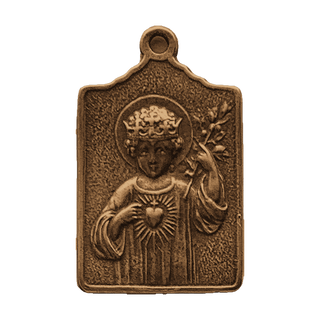 Vintage Bronze Child Jesus, King of Love Medal