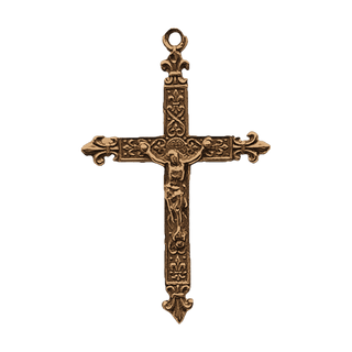 Vintage Bronze Fleur-de-Lis Patterned Crucifix