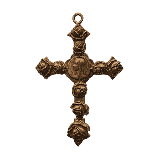 Vintage Bronze Rose-Covered Cross with Madonna Profile