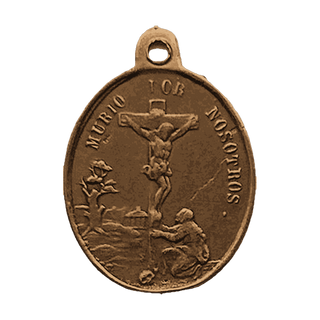 Vintage Bronze Our Lady of Sorrows Medal, Seven Swords — reverse