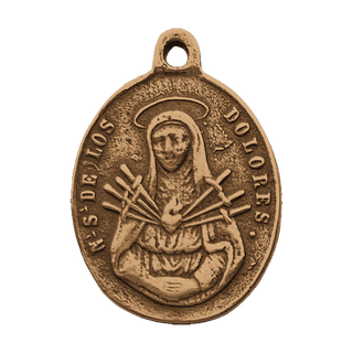 Vintage Bronze Our Lady of Sorrows Medal, Seven Swords