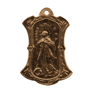 Vintage Bronze St. Anthony and Our Lady Two-Sided Medal — reverse