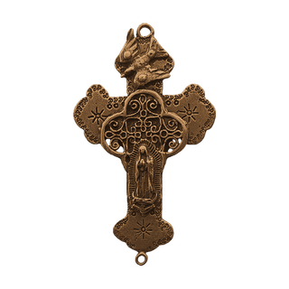 Vintage Bronze Our Lady of Guadalupe Cross
