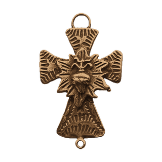 Vintage Bronze Sacred Heart and Our Lady Cross — reverse
