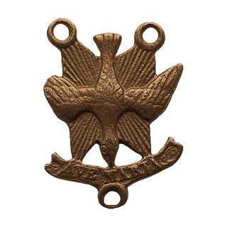 Vintage Bronze Holy Spirit Dove Rosary Center — reverse