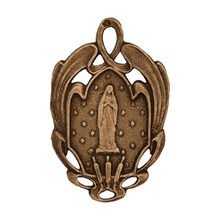 Vintage Bronze Our Lady of Lourdes Medal with Stars