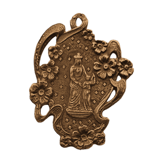 Vintage Bronze Saint Anne of Auray Garden Medal