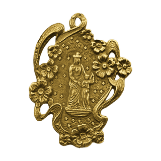 Vintage Yellow Bronze Saint Anne of Auray Garden Medal