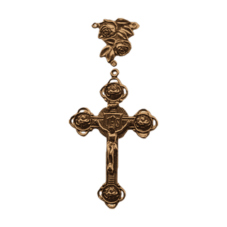 Vintage Bronze Rose Crucifix and Rose Cluster Center