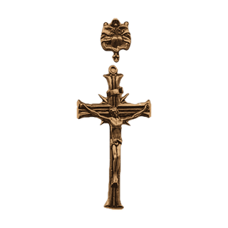 Vintage Bronze Banded Crucifix and Full Rose Center