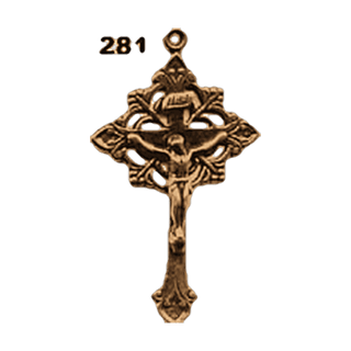 Vintage Bronze Floral Cross Crucifix and Lozenge Center