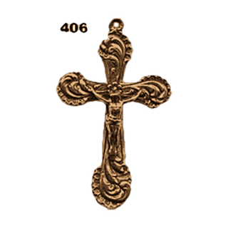 Vintage Bronze Rococo Scrollwork Crucifix and Heart Center
