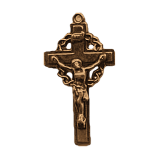 Vintage Bronze Crown of Thorns Crucifix and Center Set