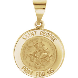 14K Gold 15 MM Round Hollow Miraculous Medal