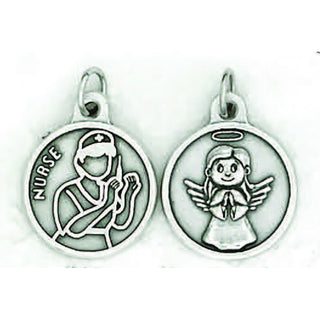 Bulk Silver tone Nurse/Angel Double Sided Medals