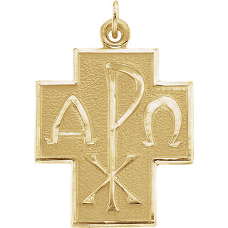 14K Yellow Gold Alpha Omega Cross at Catholic Shop