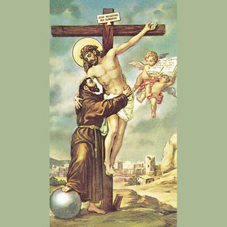100-Pack - Crucifixion With St Francis Holy Card