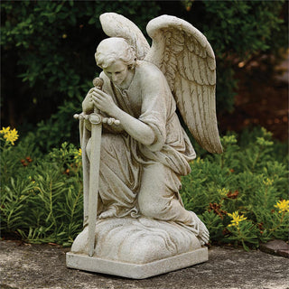 13.25-Inch Kneeling Male Angel Garden Statue